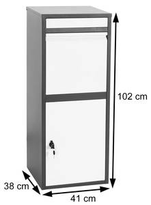 Paketkasten L57 Grau - Weiß - Metall - 41 x 102 x 38 cm