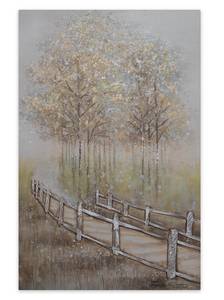 Tableau peint à la main Secret Path Marron - Bois massif - Textile - 60 x 90 x 4 cm