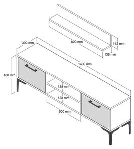 Fernsehschrank Dpiston Braun - Holzwerkstoff - 30 x 48 x 140 cm