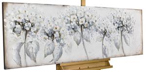 Tableau peint Délicat dans le vent Blanc - Bois massif - Textile - 150 x 50 x 4 cm