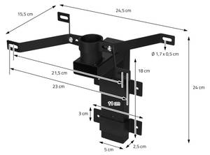 US Briefkasten Wandhalter Schwarz - Metall - 16 x 24 x 25 cm