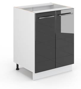 Meuble bas de cuisine Fame-Line 33500 Anthracite brillant - Blanc