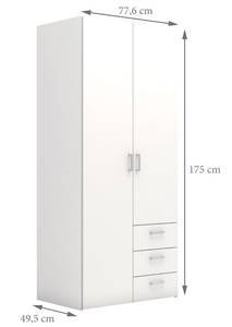 Kleiderschrank Spell B Weiß - Holz teilmassiv - 78 x 175 x 50 cm