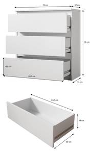 FURNIX commode Arenal avec 3 tiroirs Blanc - Bois manufacturé - 70 x 76 x 37 cm