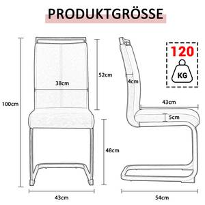 Freischwinger Einfach 4er Set Weiß - Breite: 43 cm - Gold