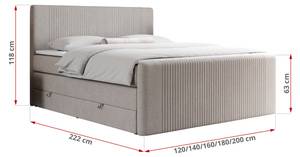 Boxspringbett KING DOREN Breite: 180 cm - H3 - Textil