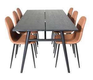 Essgruppe Sleek (7-teilig) Schwarz - Massivholz - 95 x 75 x 195 cm