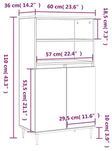 Highboard DE5448 Eiche Grau Dekor