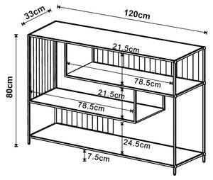 Konsolentisch Oxelösund Schwarz - Holzwerkstoff - Metall - 33 x 80 x 120 cm