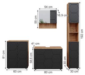 Badmöbel Set Irma 47179 Esche Schwarz Dekor - Sonoma Eiche Trüffel Dekor