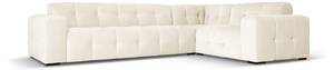 Ecksofa KENDAL 6 Sitzplätze Hochglanz Beige