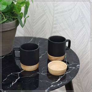 Espressotassen 4er-Set mit schwarzem Schwarz - Keramik - 9 x 7 x 31 cm