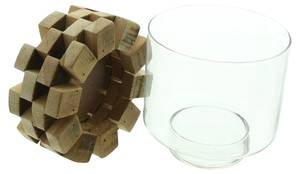 Windlicht Wood Braun - Holz teilmassiv - 14 x 16 x 14 cm