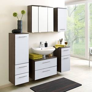 2 pezzi Set da bagno Well-ness Effetto quercia scura/Bianco