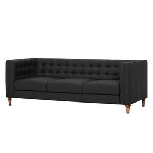 Sofa Buckingham (3-Sitzer) Echtleder Echtleder Gad: Schwarz