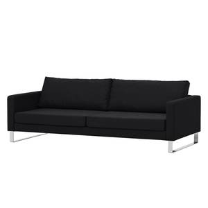 Sofa Portobello (3-Sitzer) Webstoff Stoff Selva: Anthrazit - Kufen