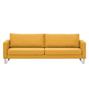 Sofa Portobello (3-Sitzer) Webstoff Stoff Selva: Senfgelb - Kufen