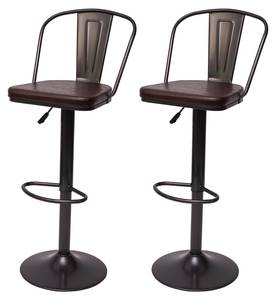 Tabouret de bar H10a (lot de 2) Noir - Marron