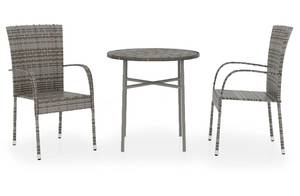 Garten-Essgruppe (3-teilig) 3013183 Grau - Kunststoff - Polyrattan - 45 x 45 x 45 cm