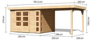 Gartenhaus Baltrum E mit Anbaudach Holz