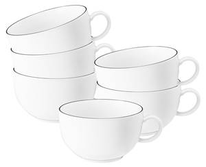 Milchkaffeetasse Lido Black Line 6er Set Weiß - Porzellan - 11 x 7 x 13 cm