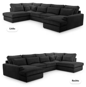 Ecksofa Burla U Schwarz - Holzwerkstoff - 176 x 93 x 398 cm