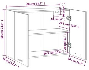 Hängeschrank 3016496-7 Braun - Raucheiche Dekor - 80 x 60 cm