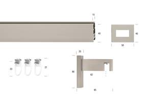 Gardinenstange Flat 1 lfg. Grau - Breite: 280 cm