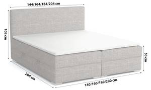 Boxspringbett Kolorado Hellgrau - Breite: 202 cm