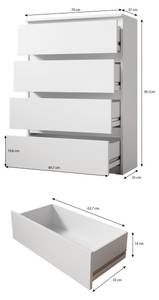 Kommode Francessa Weiß - Holzwerkstoff - 70 x 99 x 37 cm