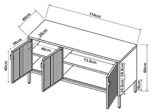 Fernsehschrank Castelli Weiß - Metall - 114 x 60 x 40 cm