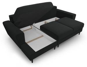 Schlaf-Ecksofa + Box MOGHAN 4 Sitzplätze Schwarz