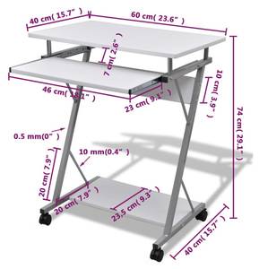 Computertisch DE474 Weiß - Metall - 40 x 74 x 60 cm