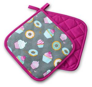 Topflappen Muffins 2 Stück Pink - Textil - 18 x 1 x 18 cm