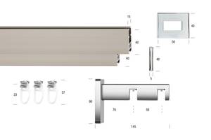 Gardinenstange Flat 2 lfg. Grau - Silber - Breite: 140 cm