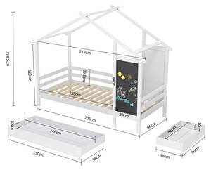 Kinderbett Hausbett CTHBB41 Weiß - Massivholz - 96 x 179 x 206 cm