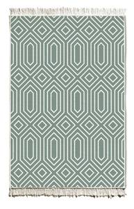 Teppichläufer 120 x 80 cm Grün - Weiß - Textil - 120 x 1 x 80 cm