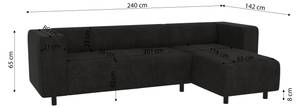 Ecksofa mit Ottomane Mette Schwarz - Armlehne beidseitig montierbar - Ecke davorstehend rechts