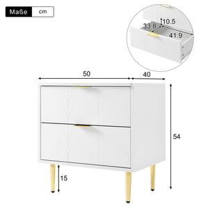 Nachttisch DianaLeaf Ⅱ (2er Set) Weiß - Holzwerkstoff - Metall - 40 x 54 x 50 cm