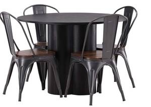 Essgruppe Olivia 46 (5-teilig) Schwarz - Massivholz - 110 x 75 x 110 cm