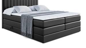 Boxspringbett EDITA KING Hochglanz Schwarz - Breite: 120 cm