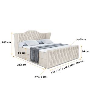 Boxspringbett VILA-Z Beige - Breite: 140 cm - H3