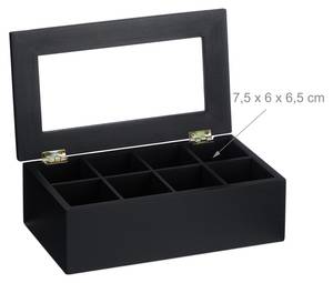 Schwarze Teebox mit 8 Fächern Schwarz - Bambus - Kunststoff - 28 x 9 x 16 cm