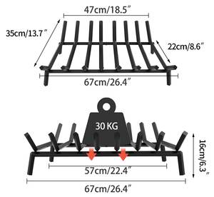 Kaminrost Feuerrost XZ117 Schwarz - Metall - 35 x 16 x 67 cm