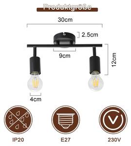 Deckenleuchte Laser 2-flammig Schwarz - Metall - 9 x 16 x 30 cm