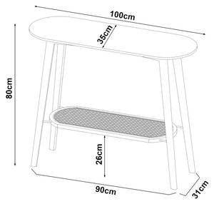 Table console Taivalkoski Noir - Bambou - 100 x 80 x 35 cm