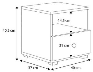 Table de chevet EMI NS37 1D Chêne - Blanc