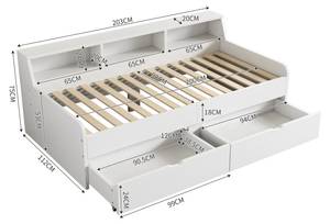 Massivholzbett SHEFZoom Ⅰ Weiß - Holzwerkstoff - Massivholz - Holzart/Dekor - 112 x 75 x 203 cm