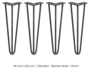 3 Streben Hairpin-Tischbeine 40.5cm H Metall - 1 x 41 x 2 cm