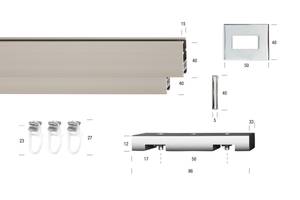 Gardinenstange Flat 2 lfg. Grau - Silber - Breite: 420 cm